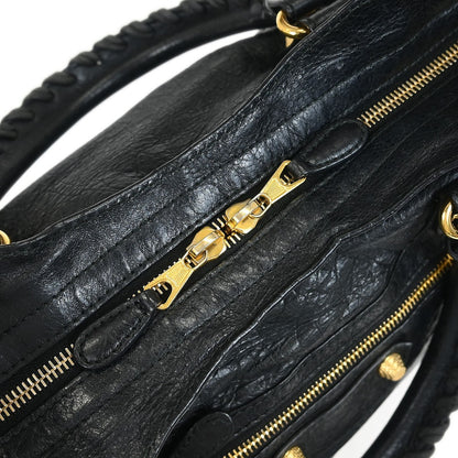 Balenciaga City Giant Studs Bag Leather, BLACK, LEATHER, Handbag