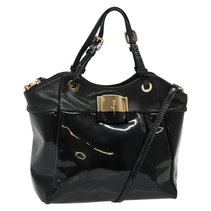 Salvatore Ferragamo Vala Handbag Patent leather, BLACK, PATENT_LEATHER, Handbag