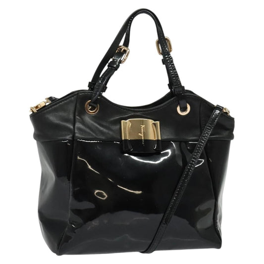 Salvatore Ferragamo Vala Handbag Patent leather, BLACK, PATENT_LEATHER, Handbag