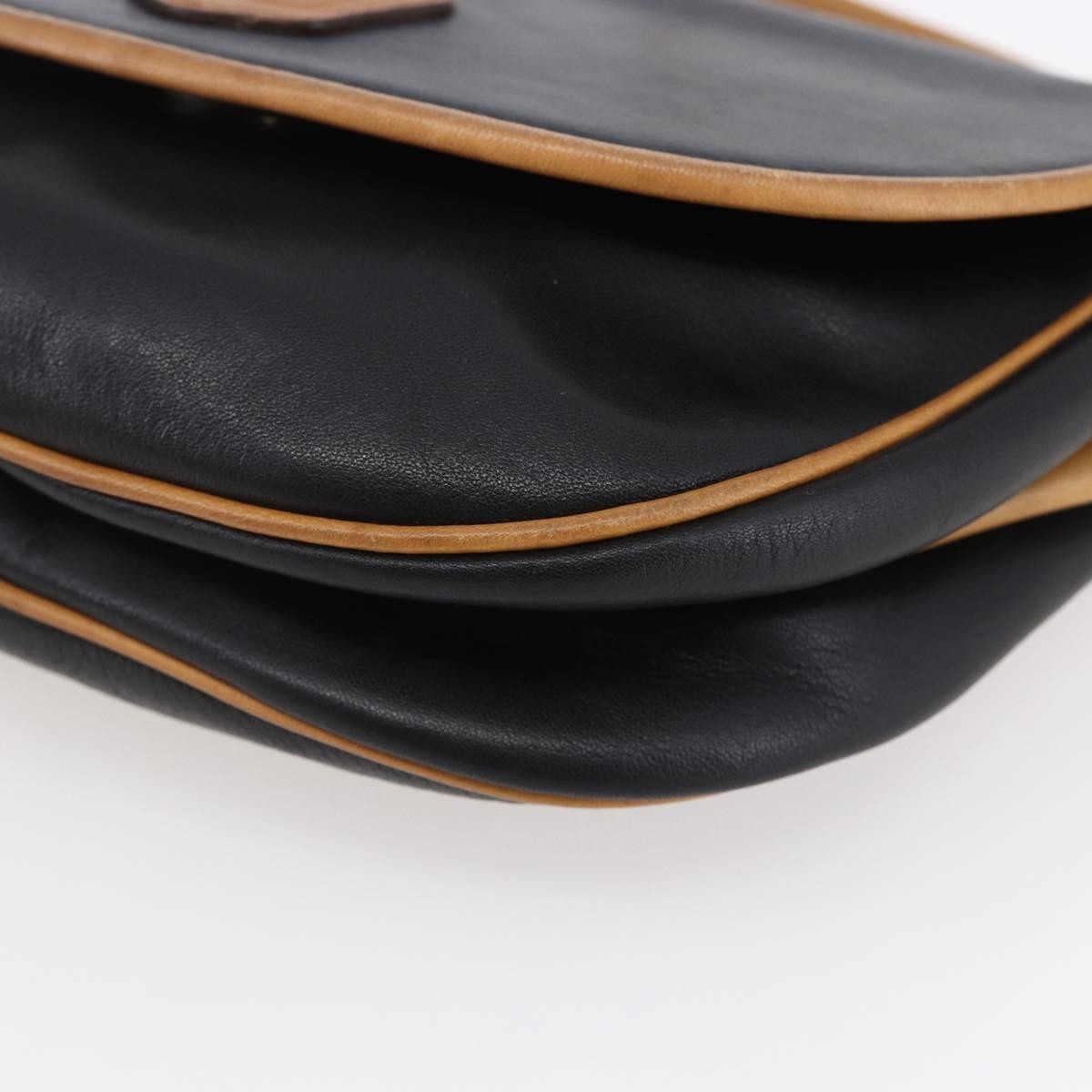 Celine Flap Shoulder Bag Leather, BLACK, LEATHER, Shoulder bag