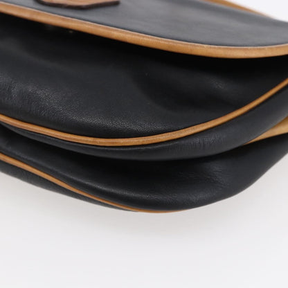 Celine Flap Shoulder Bag Leather, BLACK, LEATHER, Shoulder bag