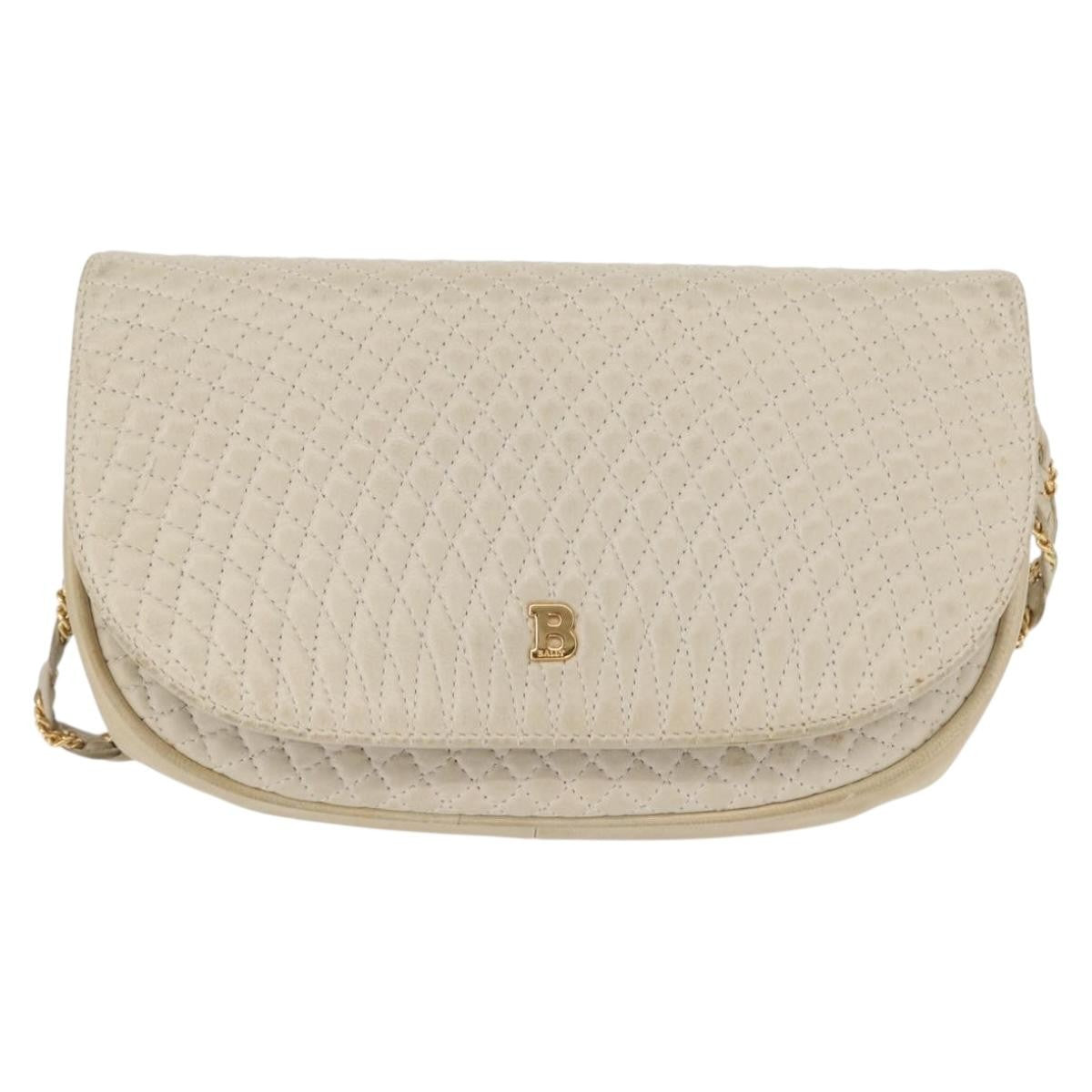 Bally Vintage Shoulder Bag Quilted leather, WHITE, LEATHER, Shoulder bag