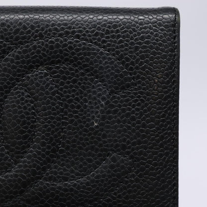 Chanel CC Bifold Wallet Quilted Caviar, BLACK, LEATHER, Wallets