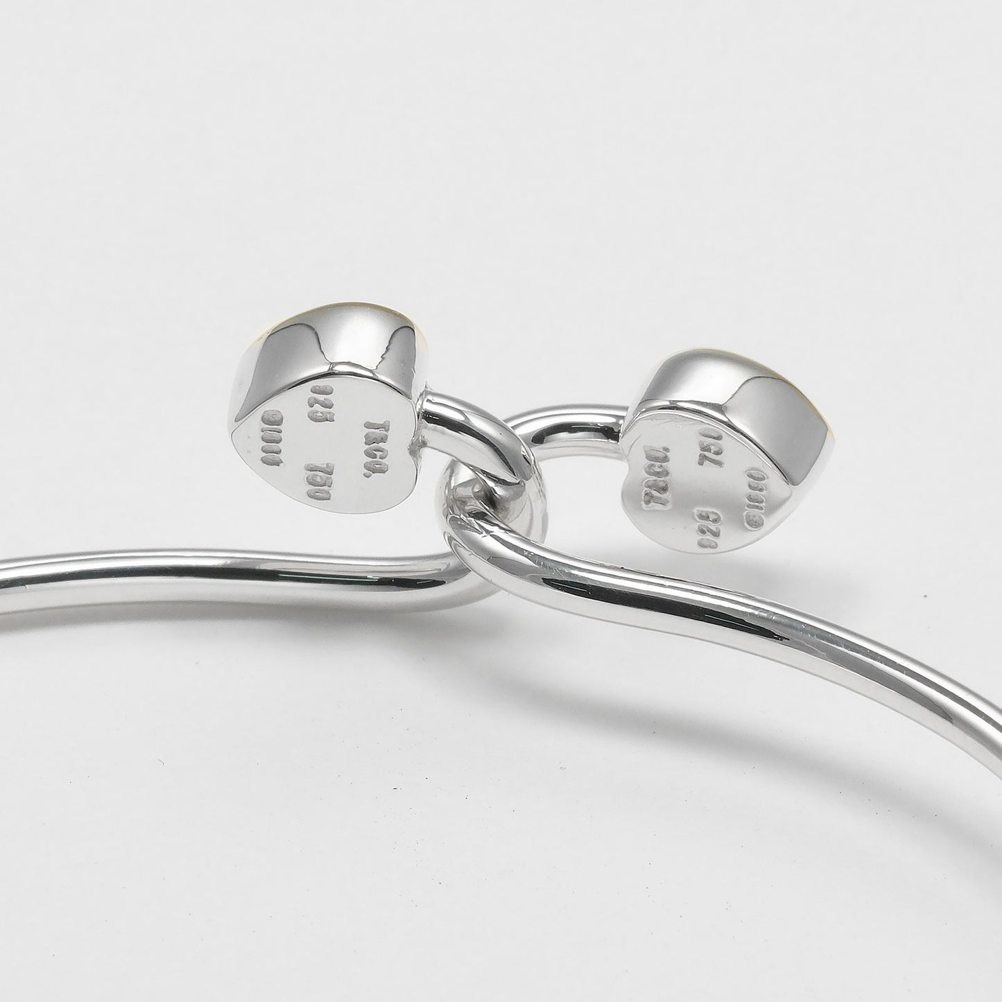 Tiffany & Co. Double Heart Lock Bangle Bracelet Sterling Silver with 18K Yellow Gold, SILVER, SILVER, Bracelet