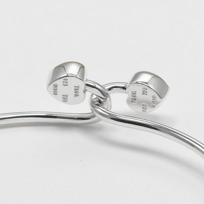 Tiffany & Co. Double Heart Lock Bangle Bracelet Sterling Silver with 18K Yellow Gold, SILVER, SILVER, Bracelet