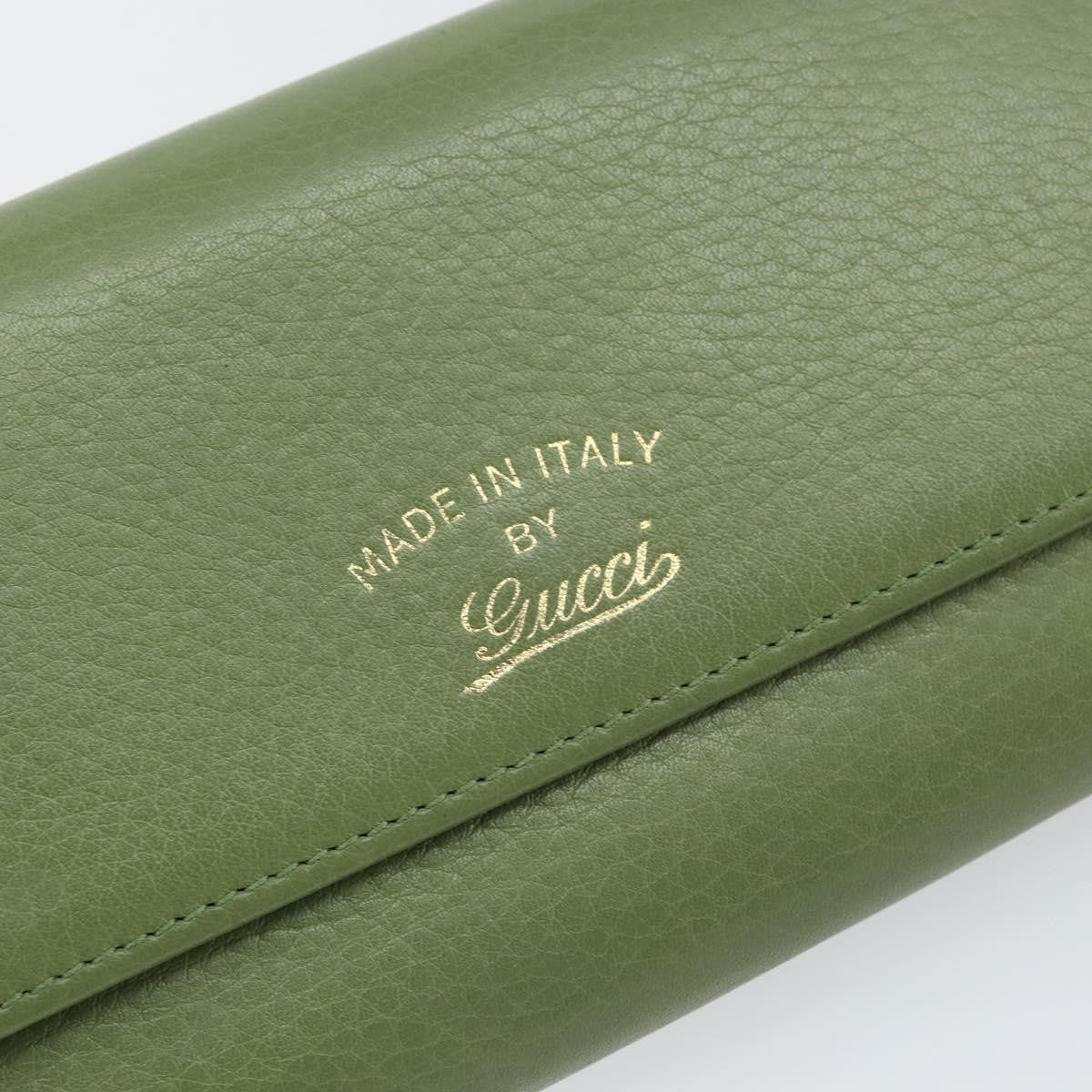 Gucci Logo Embossed Continental Wallet Leather, GREEN, LEATHER, Wallets