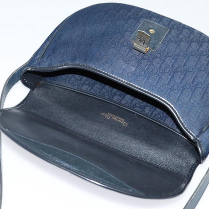 Christian Dior Vintage Trotter Shoulder Bag Embroidered Diorissimo Canvas, NAVY, CANVAS, Shoulder bag
