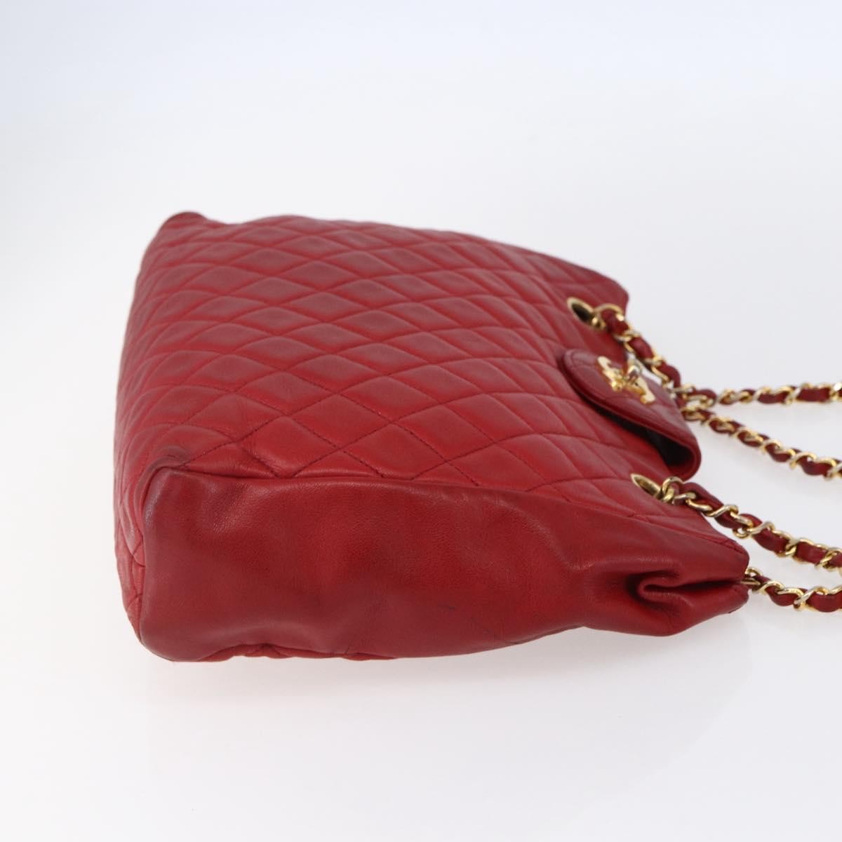 Chanel Vintage Shopping Tote Quilted Lambskin, RED, LEATHER, Tote bag