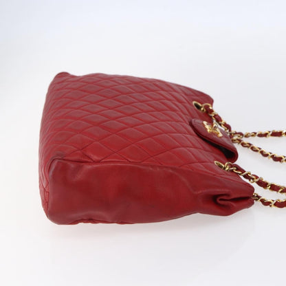 Chanel Vintage Shopping Tote Quilted Lambskin, RED, LEATHER, Tote bag