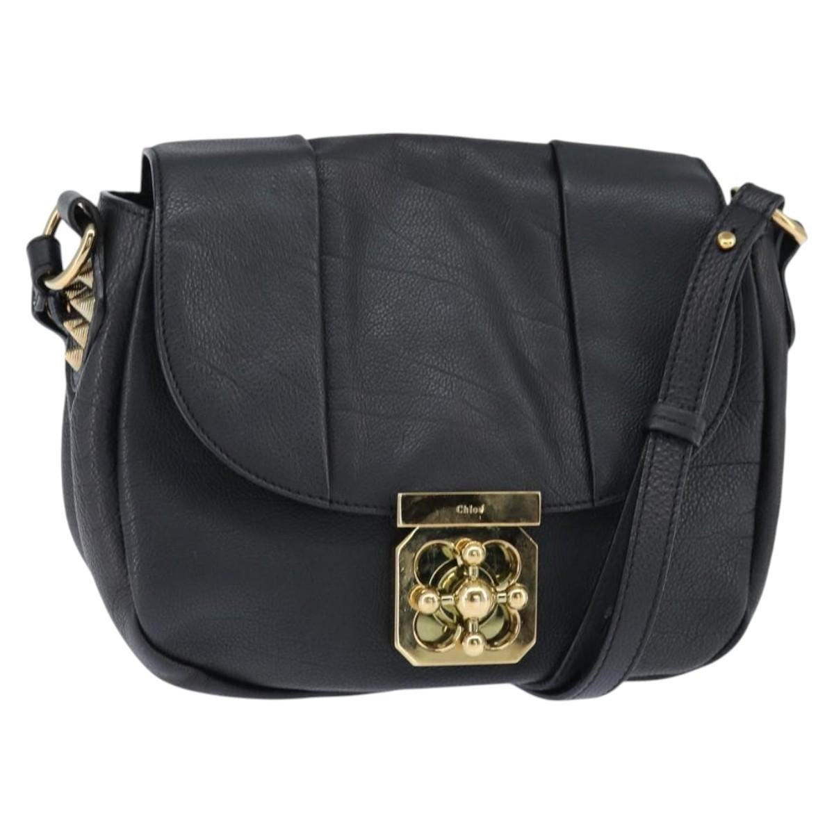 Chloe Elsie Crossbody Bag Leather, BLACK, LEATHER, Shoulder bag