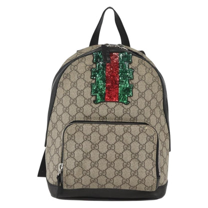 Gucci Zip Pocket Backpack Embellished GG Coated Canvas, BEIGE, PVC, Backpack