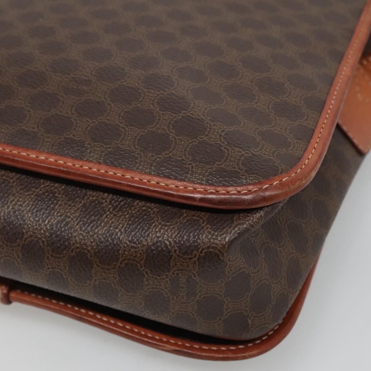 Celine Vintage Macadam Shoulder Bag Canvas, BROWN, PVC, Shoulder bag