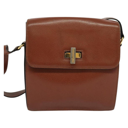 Celine Flap Shoulder Bag Leather, BROWN, LEATHER, Shoulder bag