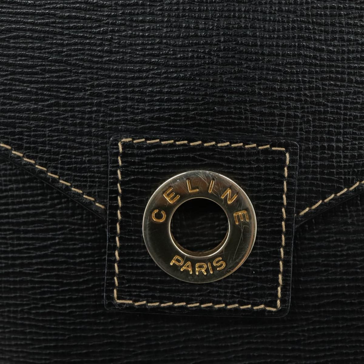 Celine Circle logo Leather, BLACK, LEATHER, Shoulder bag