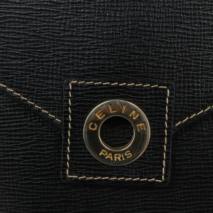 Celine Circle logo Leather, BLACK, LEATHER, Shoulder bag