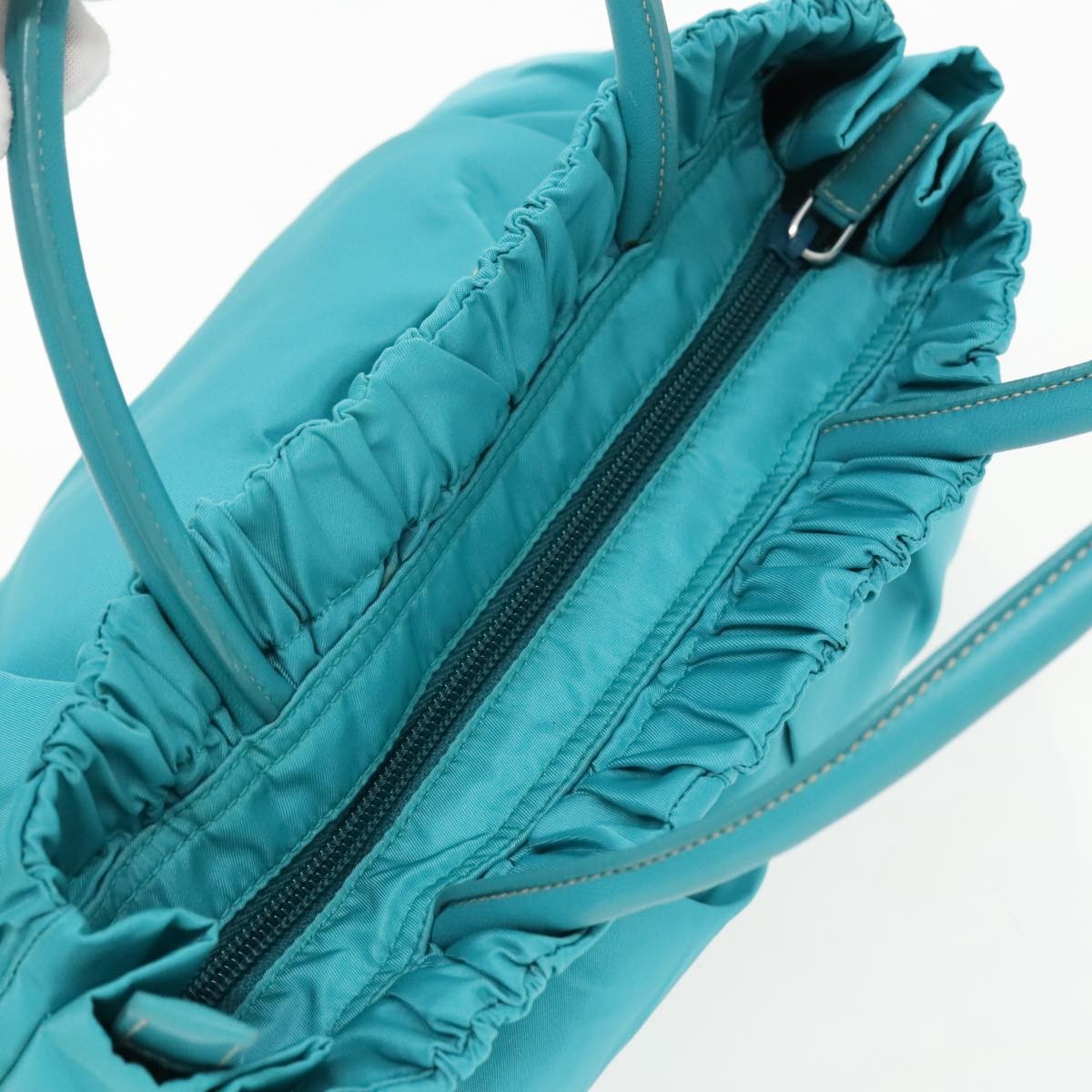 Prada Bow Convertible Tote Tessuto, TURQUOISE, NYLON, Tote bag