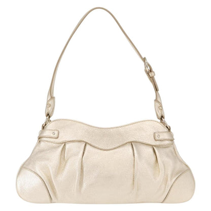 Salvatore Ferragamo Gancini Shoulder Bag Leather, GOLD, LEATHER, Shoulder bag