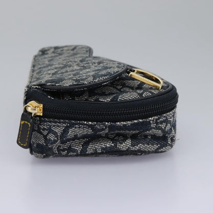 Christian Dior Saddle Zip Pouch Diorissimo Canvas, NAVY, CANVAS, Clutche & pouche