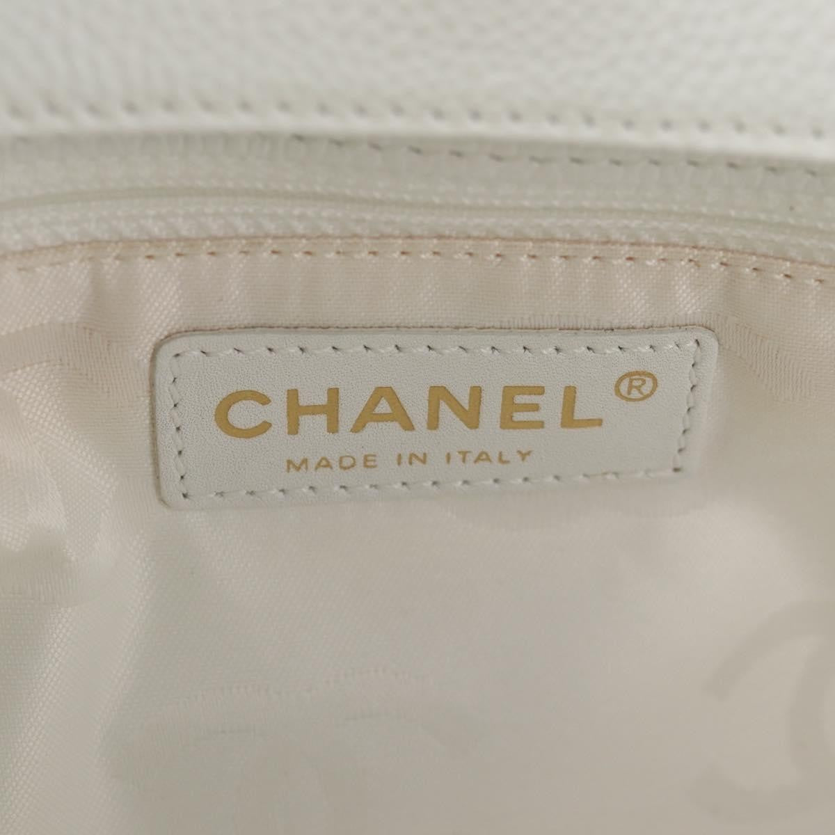 Chanel CC Stitch Tote Caviar, WHITE, LEATHER, Handbag