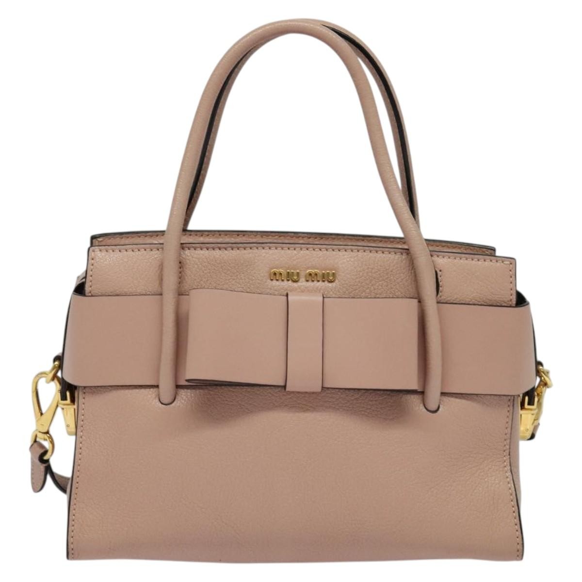 Miu Miu Madras Fiocco Bow Tote Leather, PINK, LEATHER, Tote bag