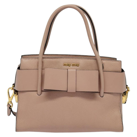 Miu Miu Madras Fiocco Bow Tote Leather, PINK, LEATHER, Tote bag
