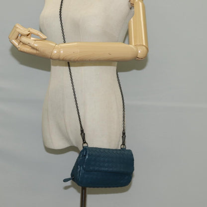 Bottega Veneta Expandable Chain Crossbody Bag Intrecciato Nappa, BLUE, LEATHER, Crossbody bag