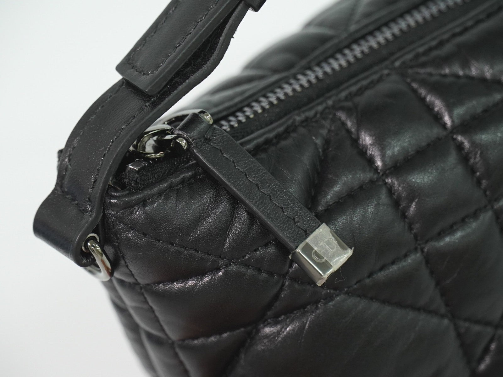 Christian Dior DiorTravel Nomad Pouch Macrocannage Quilt Calfskin, Black, Leather, Clutch