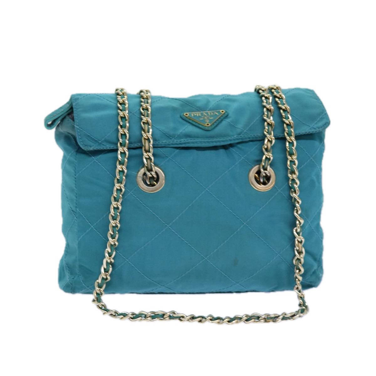 Prada Chain Shoulder Bag Tessuto, BLUE, NYLON, Shoulder bag
