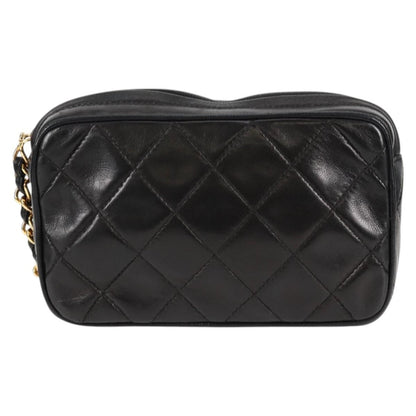 Chanel Vintage Diamond CC Camera Bag Quilted Lambskin, Black, Leather, Clutch