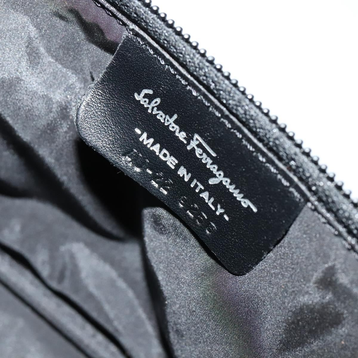 Salvatore Ferragamo Vintage Gancini Pochette Leather, BLACK, LEATHER, Handbag