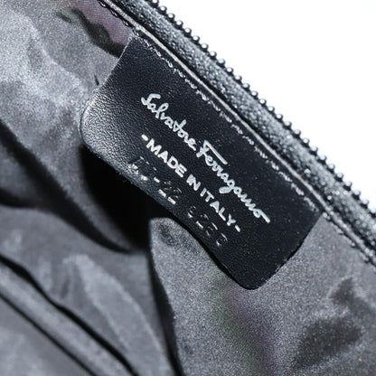 Salvatore Ferragamo Vintage Gancini Pochette Leather, BLACK, LEATHER, Handbag