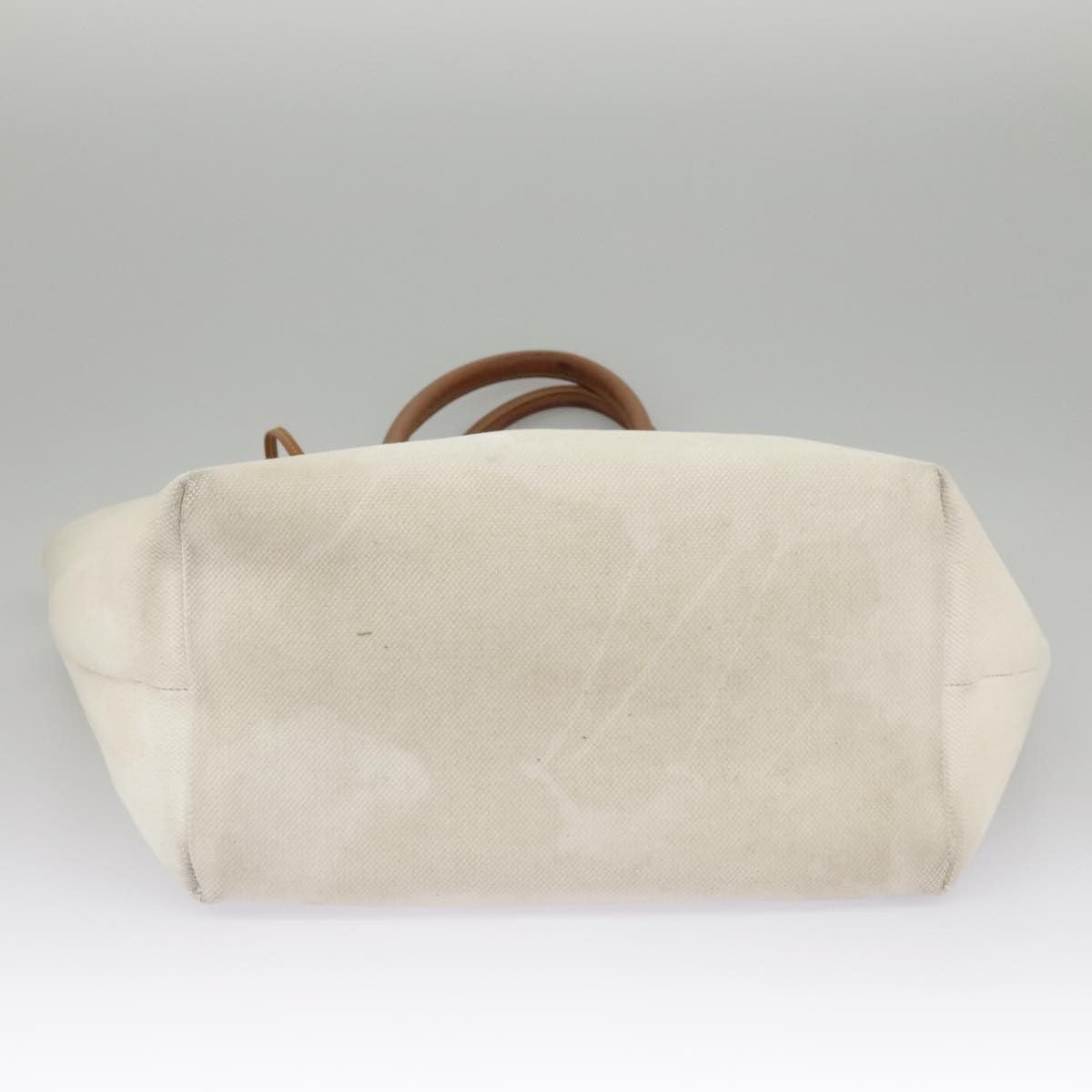 Celine Horizontal Cabas Tote Canvas with Leather, WHITE, CANVAS, Tote bag