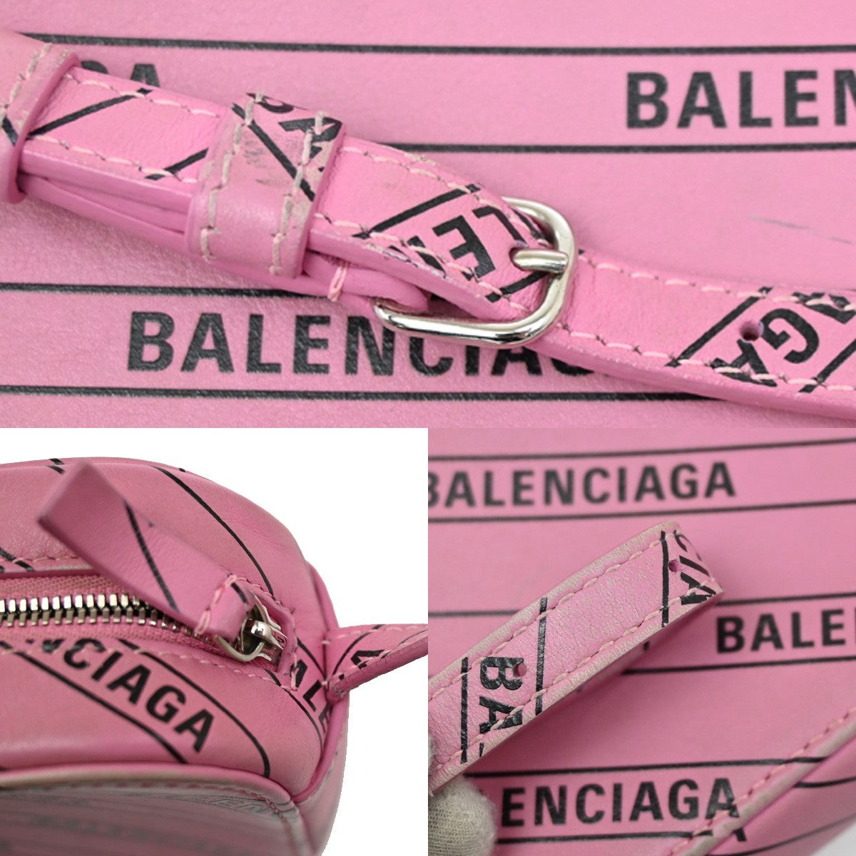 Balenciaga Everyday Camera Bag Monogram Printed Leather, PINK, LEATHER, Shoulder bag