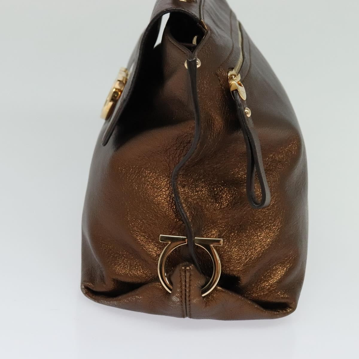 Salvatore Ferragamo Sofia Satchel Leather, GOLD, LEATHER, Handbag