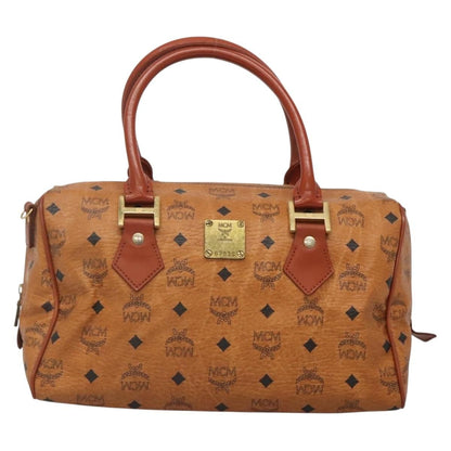 MCM Visetos Handbag Canvas and Leather, BROWN, PVC, Handbag
