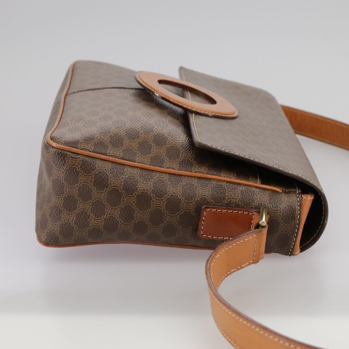 Celine Macadam Shoulder Bag PVC Leather, BROWN, CANVAS, Shoulder bag