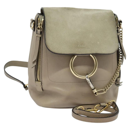 Chloe Faye Shoulder Bag Leather and Suede, GRAY, SUEDE, Shoulder bag