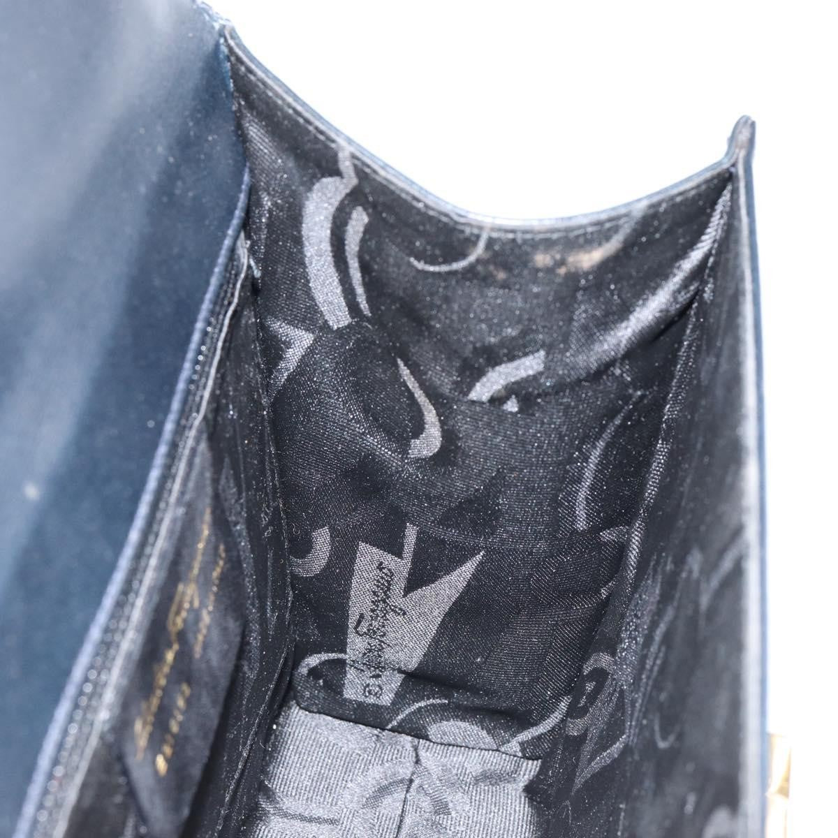 Salvatore Ferragamo Gancini Shoulder Bag Leather, NAVY, LEATHER, Shoulder bag