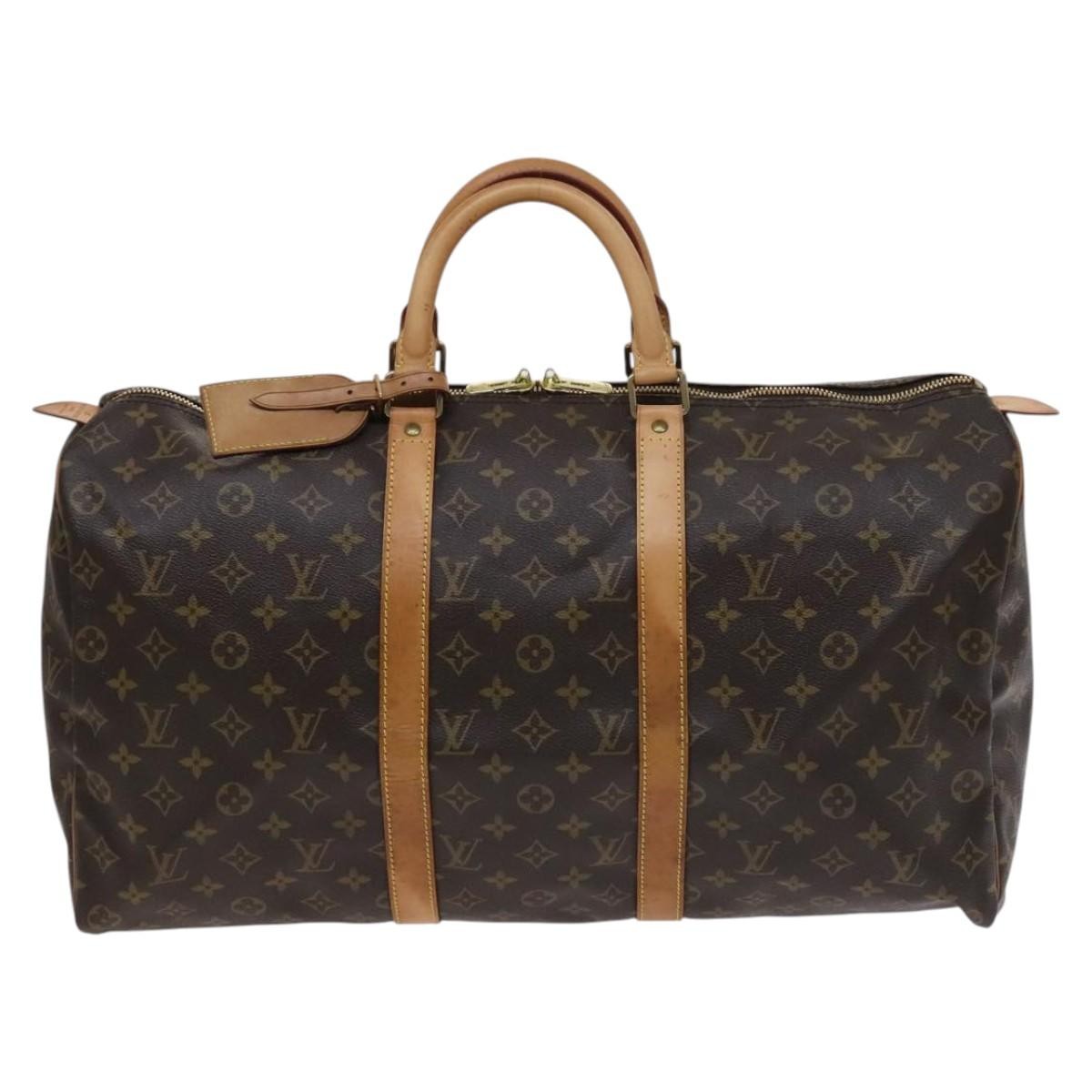 Louis Vuitton Keepall Bag Monogram Canvas, BROWN, CANVAS, Travel bag