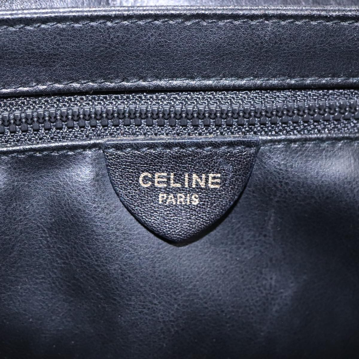 Celine Vintage Flap Shoulder Bag Leather, BLACK, LEATHER, Shoulder bag