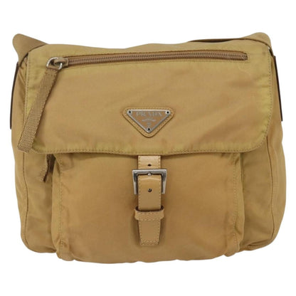 Prada Buckle Messenger Bag Tessuto, BEIGE, NYLON, Shoulder bag