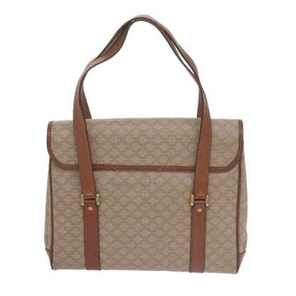 Celine Vintage Macadam Handbag Canvas and Leather, BEIGE, CANVAS, Handbag