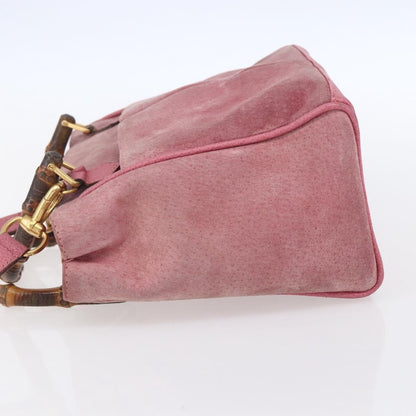 Gucci Vintage Bamboo Handle Bag Suede, PINK, SUEDE, Handbag