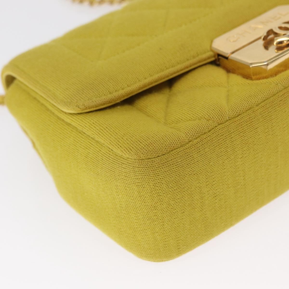 Chanel Chic With Me Flap Bag Quilted Jersey, YELLOW, COTTON, Shoulder bag