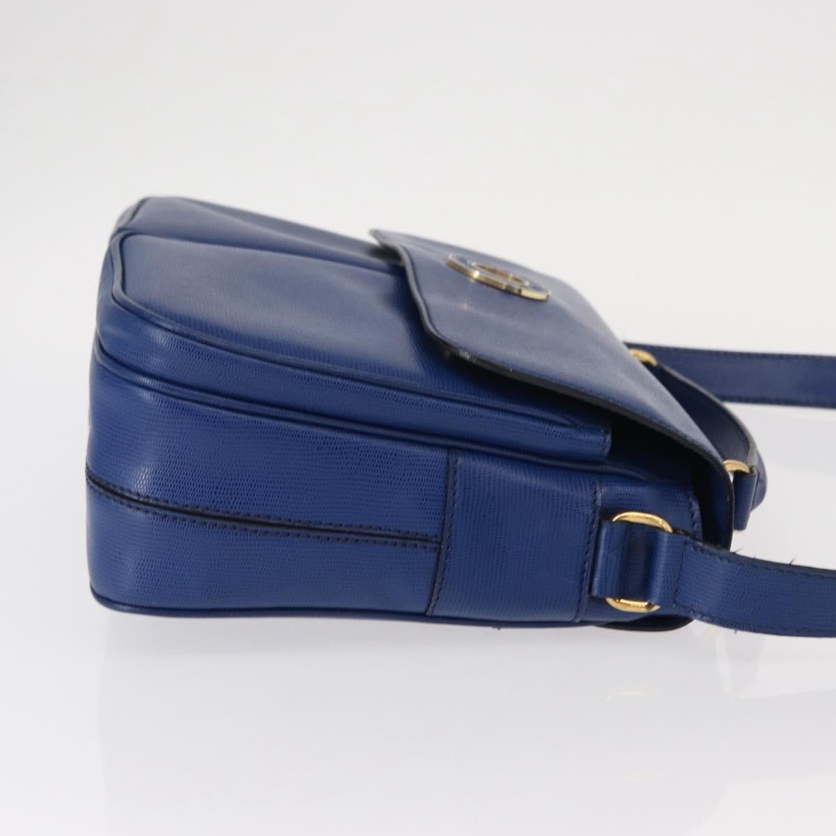Celine Vintage Circle Logo Crossbody Bag Leather, BLUE, LEATHER, Shoulder bag