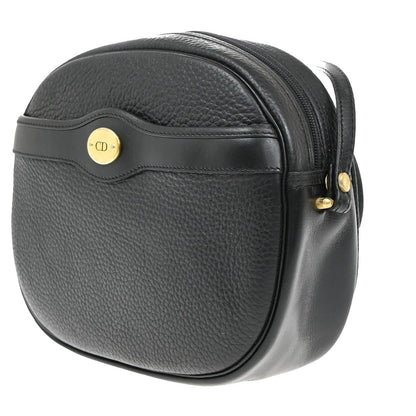 Christian Dior Vintage CD Logo Shoulder Bag Leather, BLACK, LEATHER, Shoulder bag