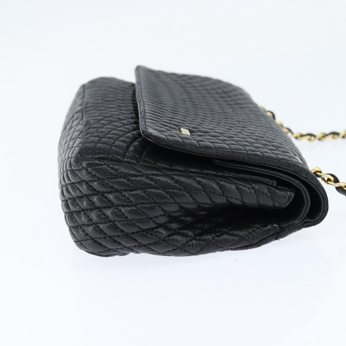 Bally Vintage Chain Shoulder Bag Quilted Leather, BLACK, LEATHER, Shoulder bag