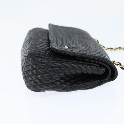 Bally Vintage Chain Shoulder Bag Quilted Leather, BLACK, LEATHER, Shoulder bag