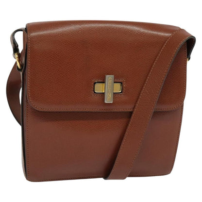 Celine Flap Shoulder Bag Leather, BROWN, LEATHER, Shoulder bag