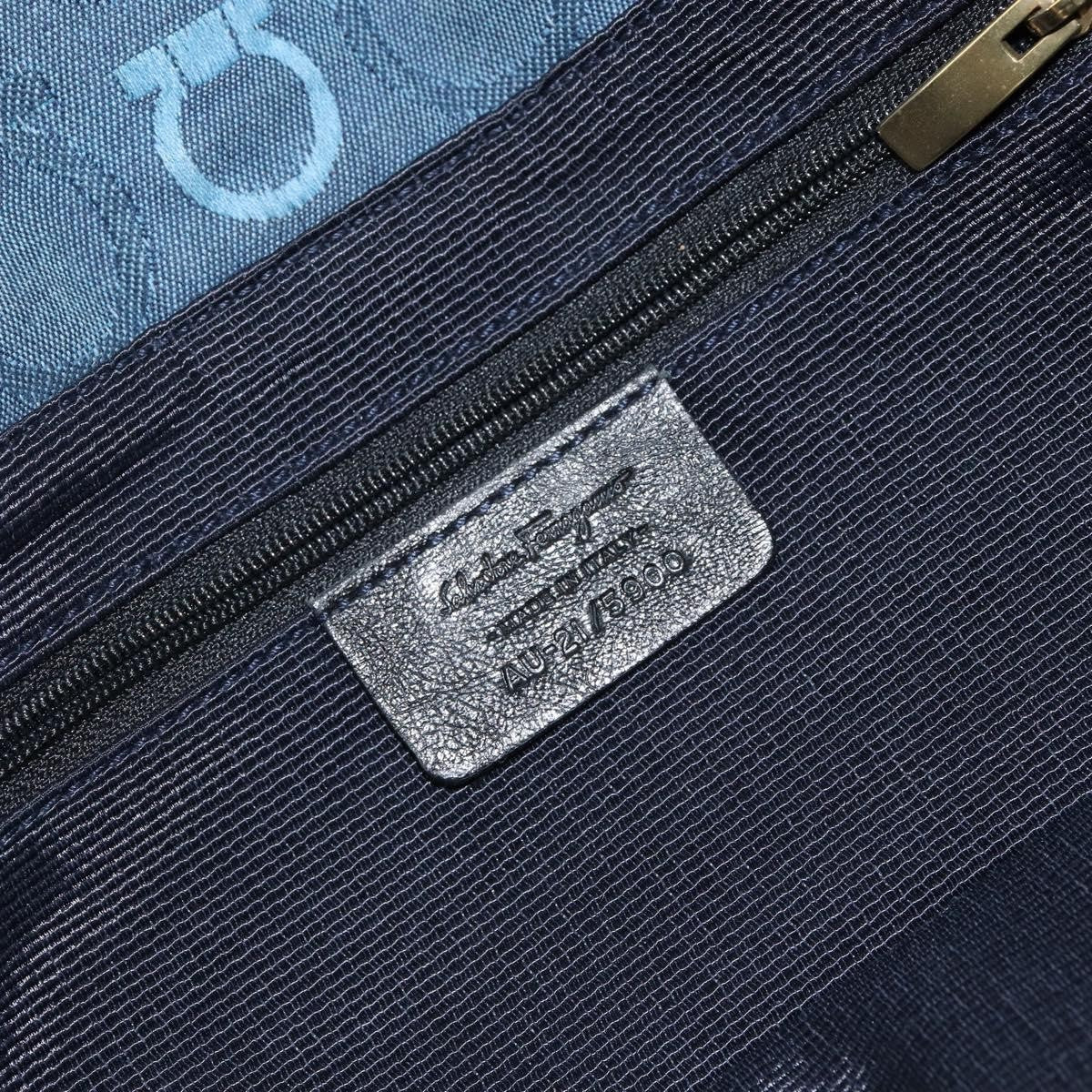 Salvatore Ferragamo Gancini Shoulder Bag Canvas, NAVY, CANVAS, Shoulder bag